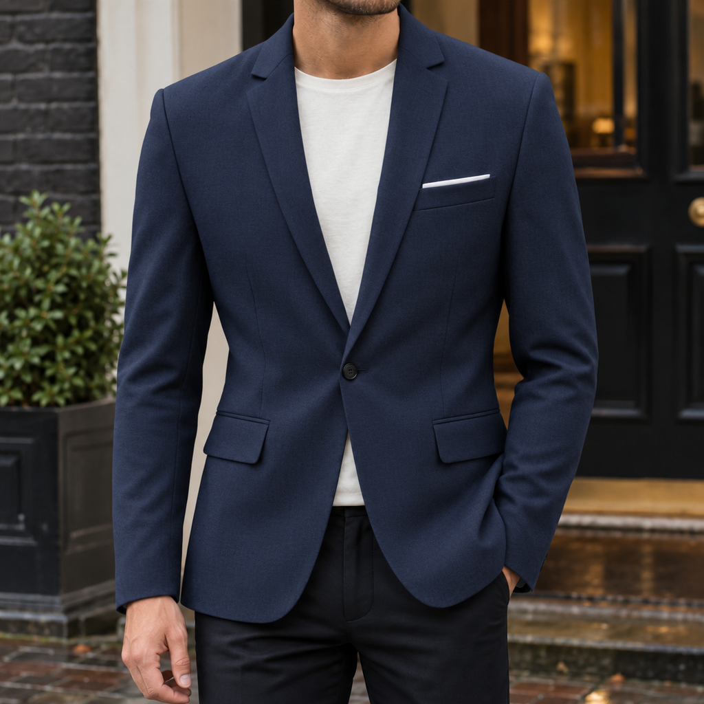 Men's Slim Fit Tailored Blazer – Smart Single-Button Blazer