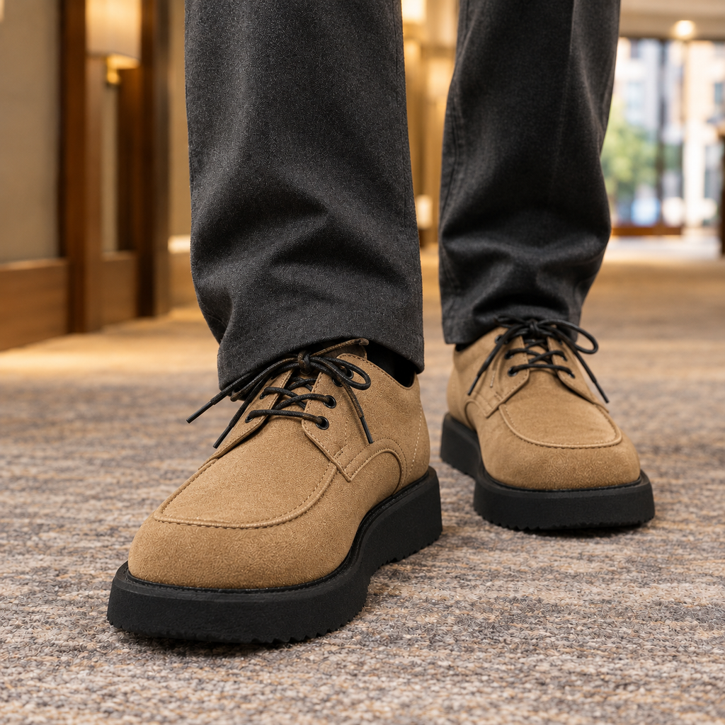 Men's Platform Leather Look Derby Shoes – Smart Everyday Shoes