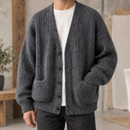 Men's Ribbed Knit Cardigan – Button Front Layer