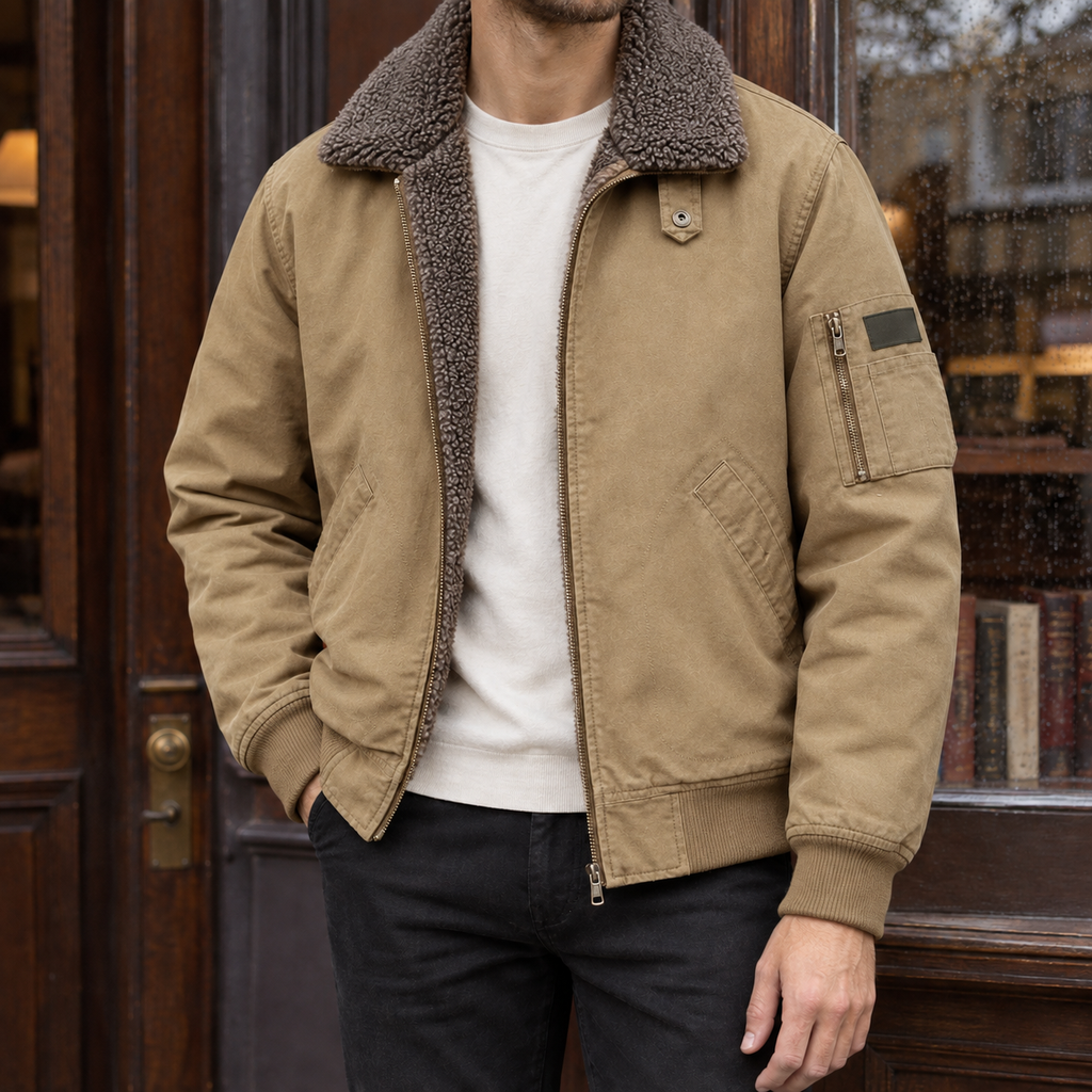 Men's Fleece-Lined Pilot Jacket – Winter Jacket