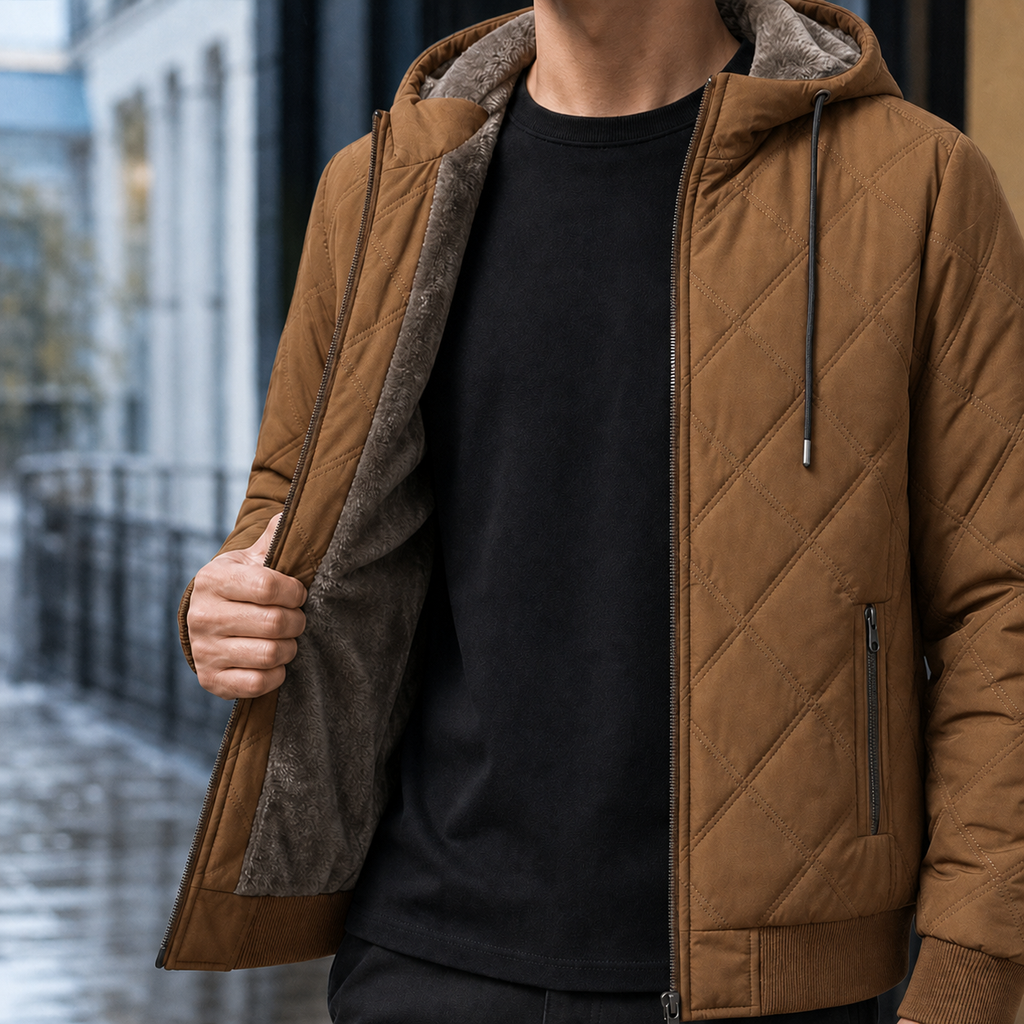 Men's Quilted Jacket – Hooded Winter Jacket