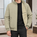 Men's Stand Collar Jacket with Plush Lining – Winter Jacket
