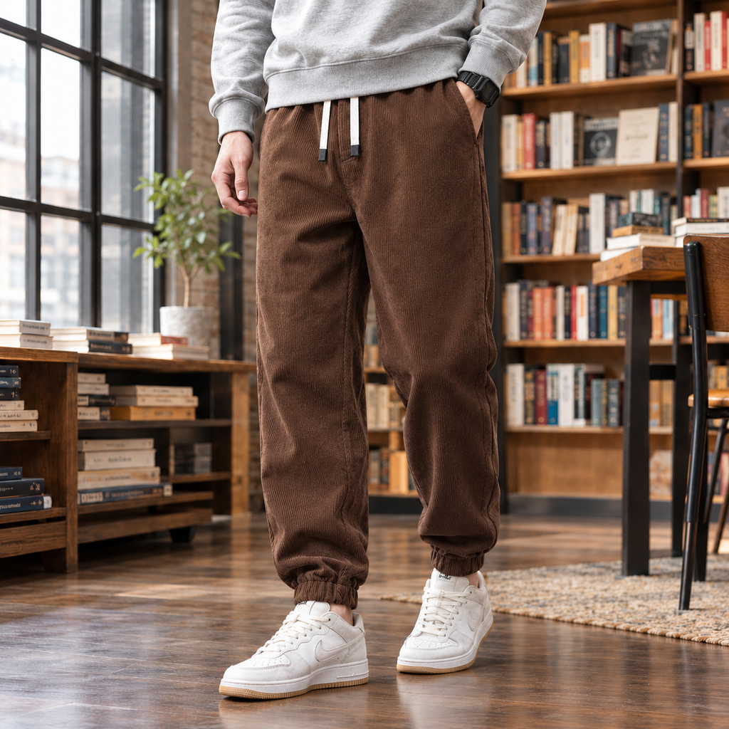 Men's Corduroy Joggers – Tapered Cuffed Trousers