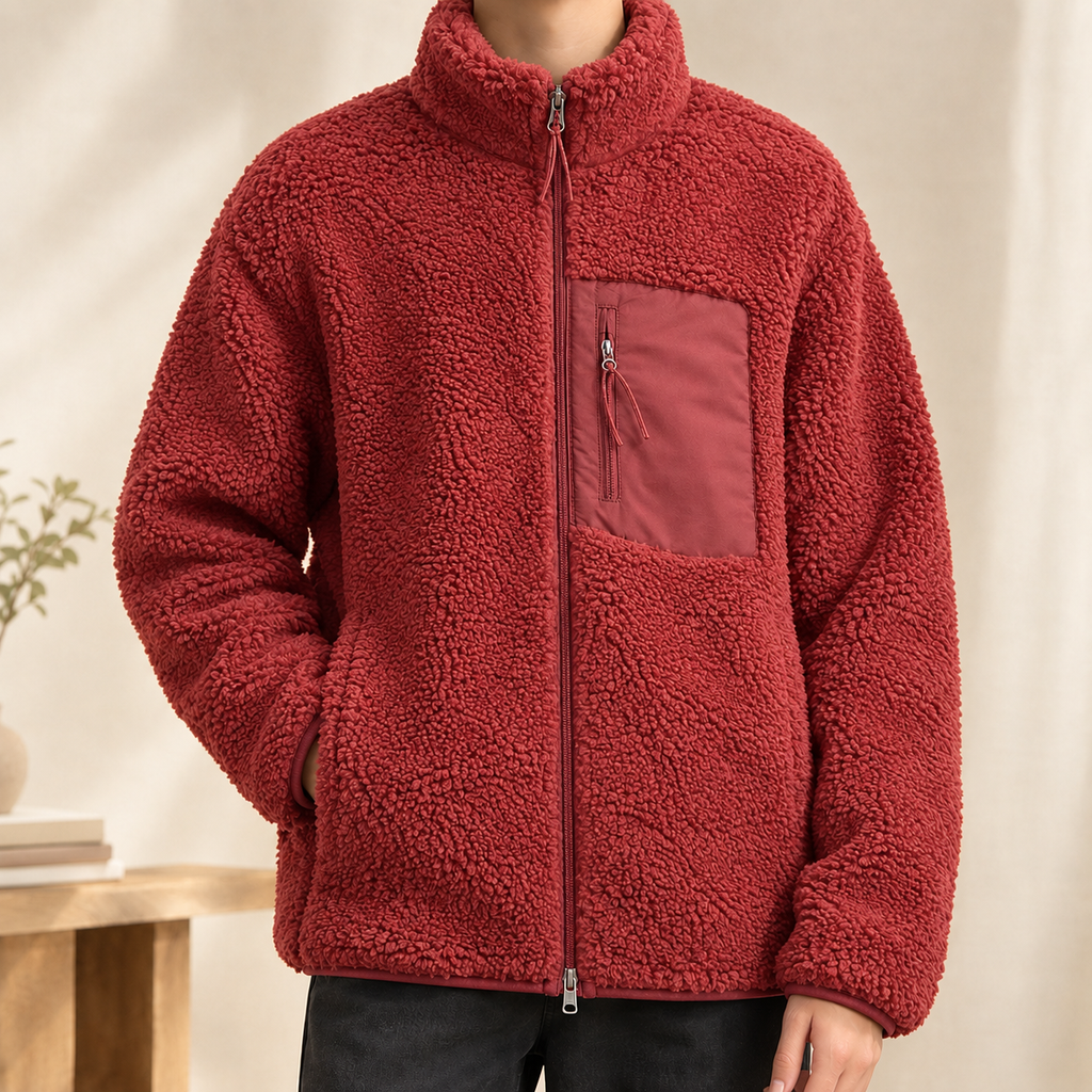 Men's Textured Fleece Zip Jacket – Winter Jacket