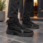 Men's Lace-Up Leather Look Boots – Chunky Treaded Sole