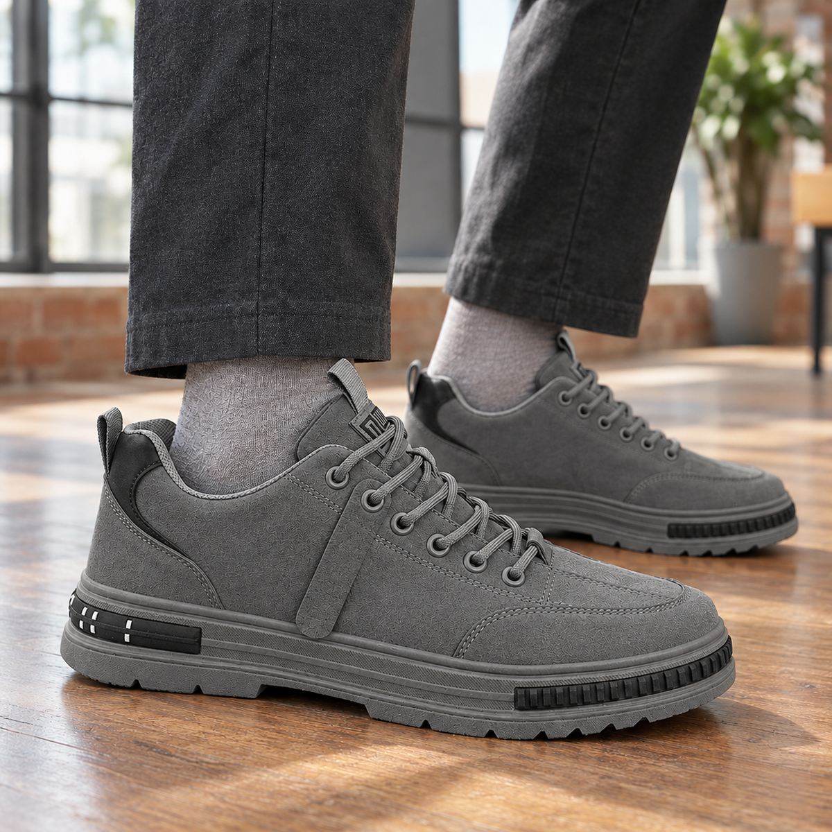 Men's Leather Look Platform Trainers – Chunky Sole Trainers