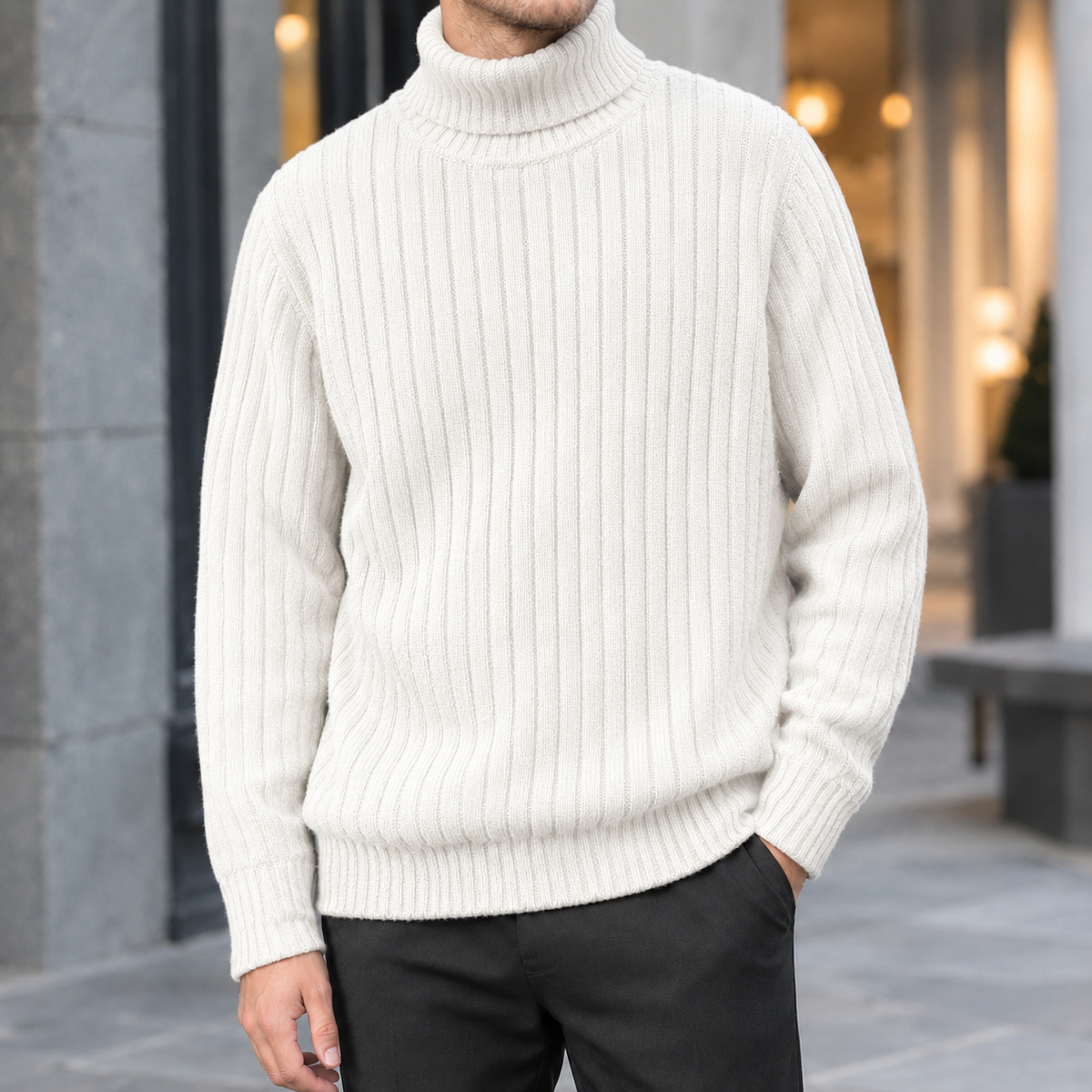 Men's Ribbed Roll Neck Jumper – Winter Knitwear
