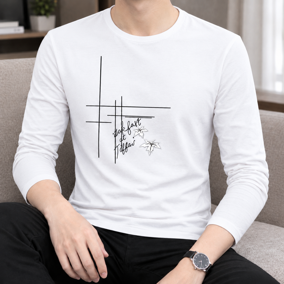 Men's Long Sleeve Crew Neck Top – Lightweight Slim Fit Tee