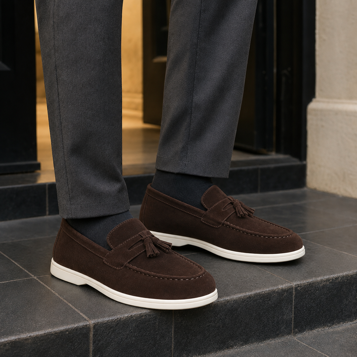 Men's Leather Look Tassel Loafers – Smart Casual Shoes