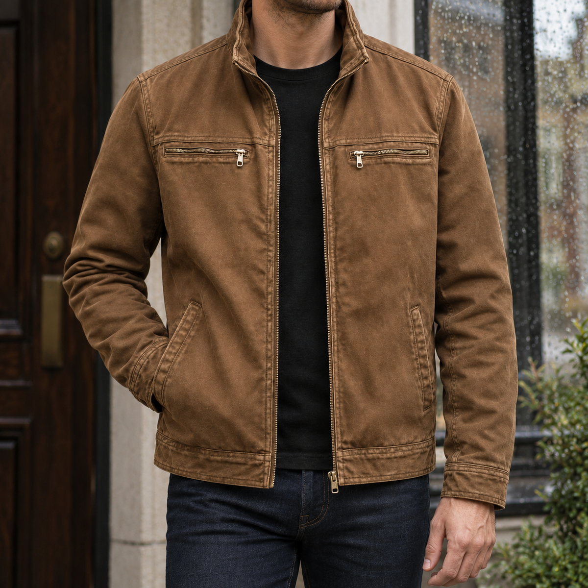 Men's Washed Cotton Blend Jacket – Casual Layer