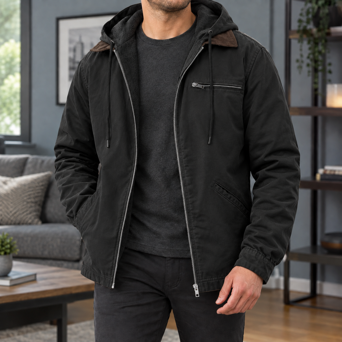 Men's Hooded Jacket – Fleece Lined Winter Jacket
