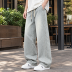 Men's Relaxed Wide Leg Jeans – Drawstring Waist Denim
