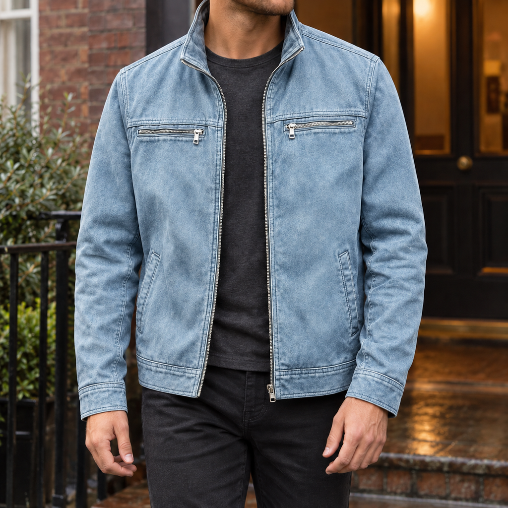 Men's Leather-Look Jacket – Four Pocket Utility Style