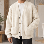 Men's Ribbed Knit Cardigan – Button Front Layer