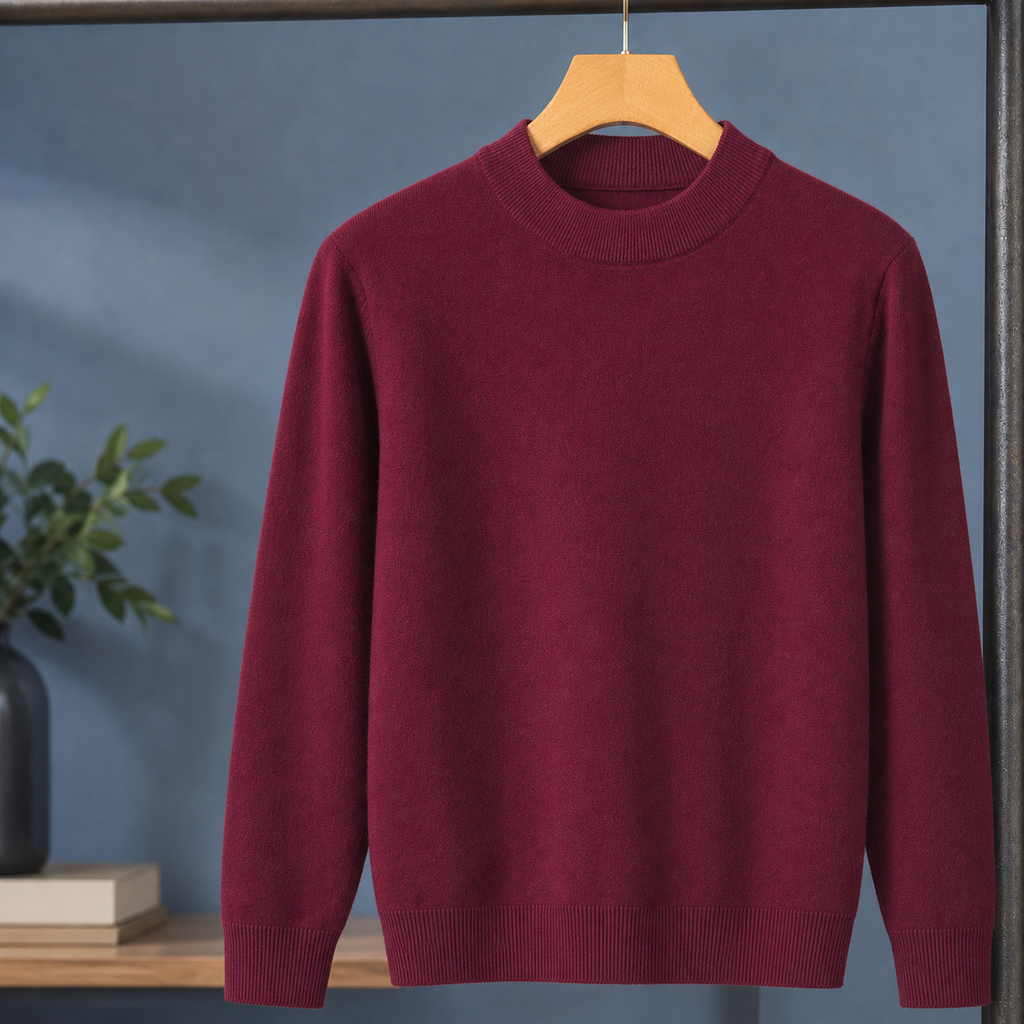 Men's Wool Blend Mock Neck Jumper – Winter Knitwear