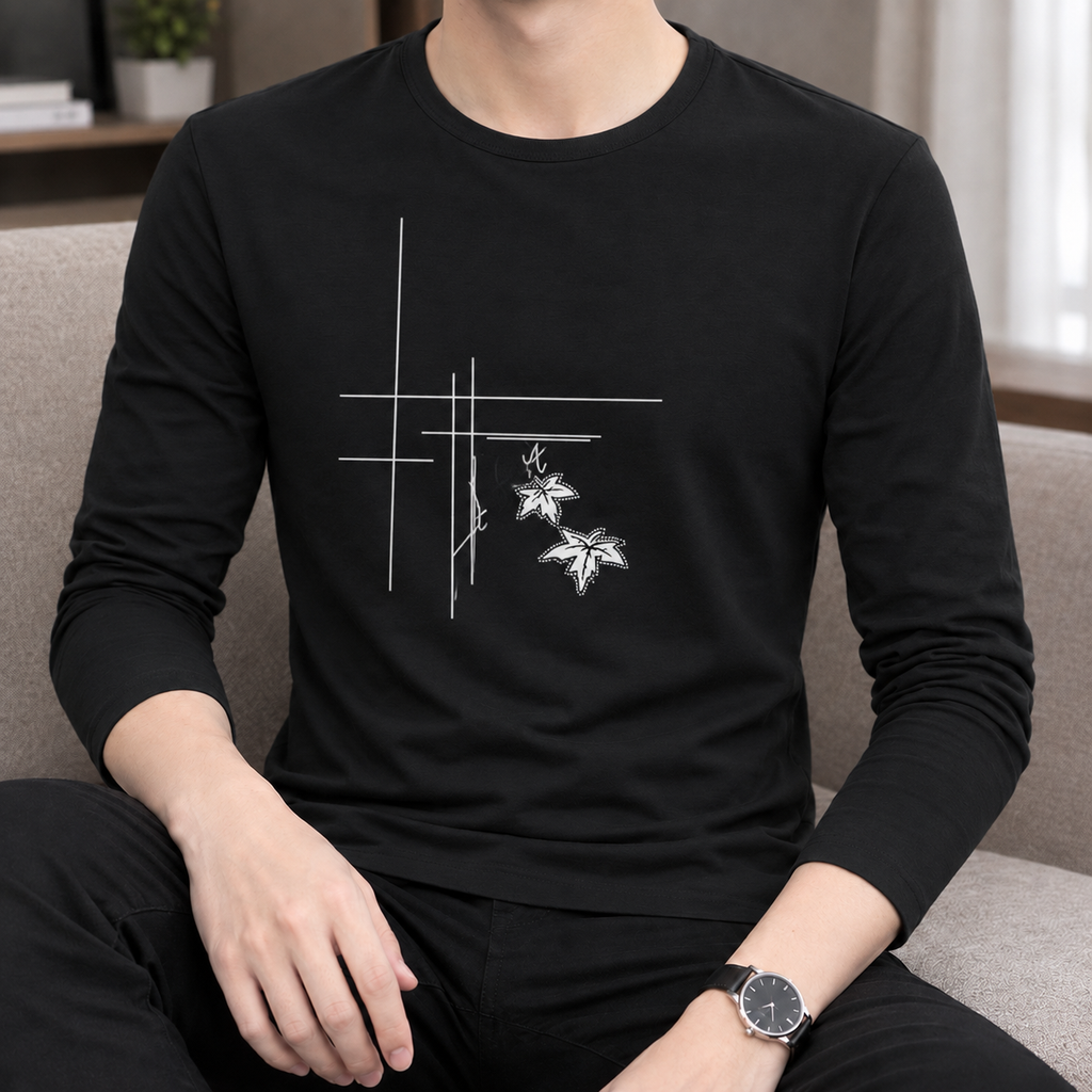 Men's Long Sleeve Crew Neck Top – Lightweight Slim Fit Tee