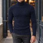 Men's Cable Knit Roll Neck Jumper – Slim Fit Winter Knitwear