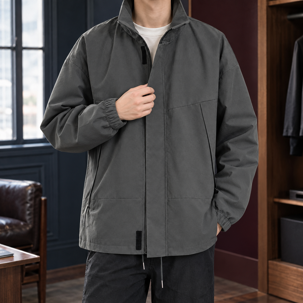 Men's Stand Collar Zip Jacket – Smart Casual Layer