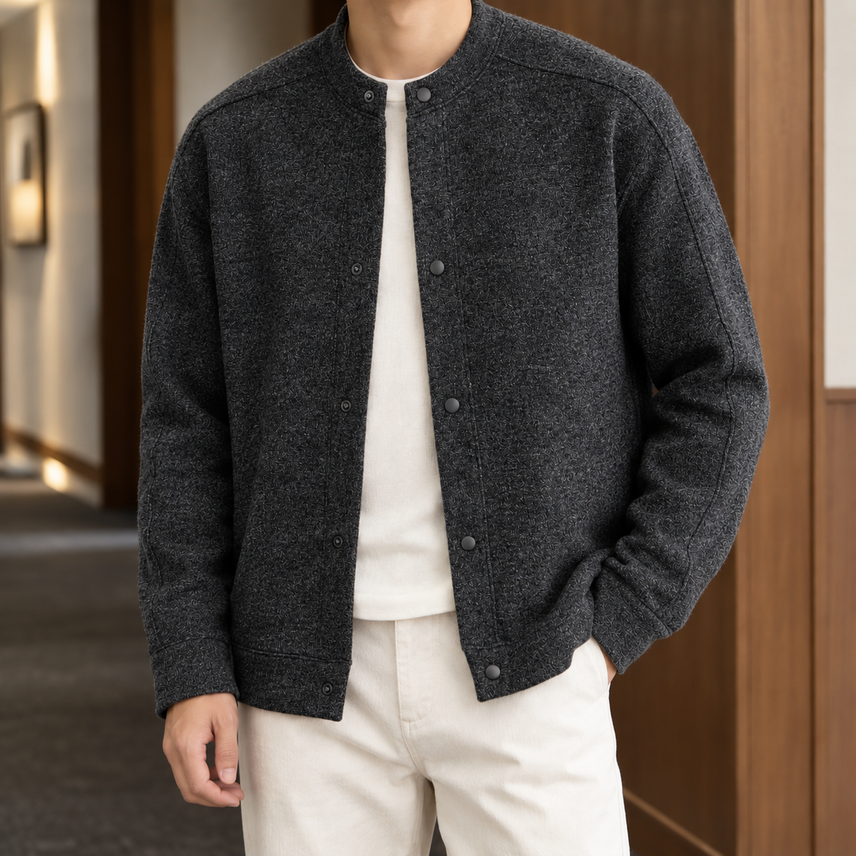 Men's Wool Blend Baseball Jacket – Winter Jacket