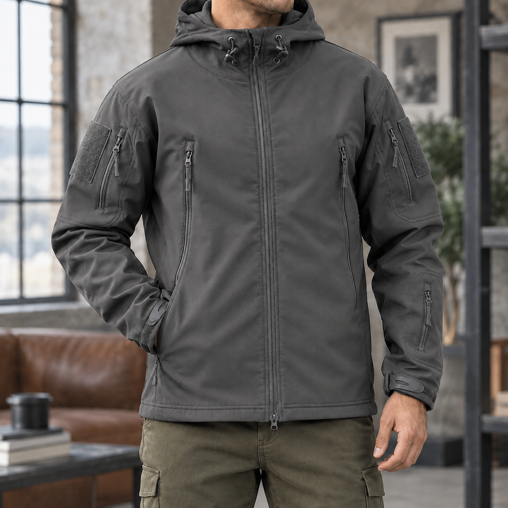 Men's Hooded Tactical Jacket – Soft Woven Winter Jacket