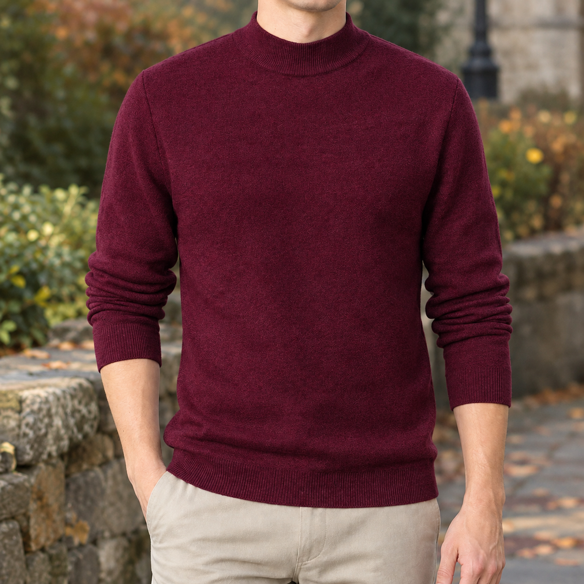 Men's Mock Neck Jumper – Slim Fit Winter Knitwear