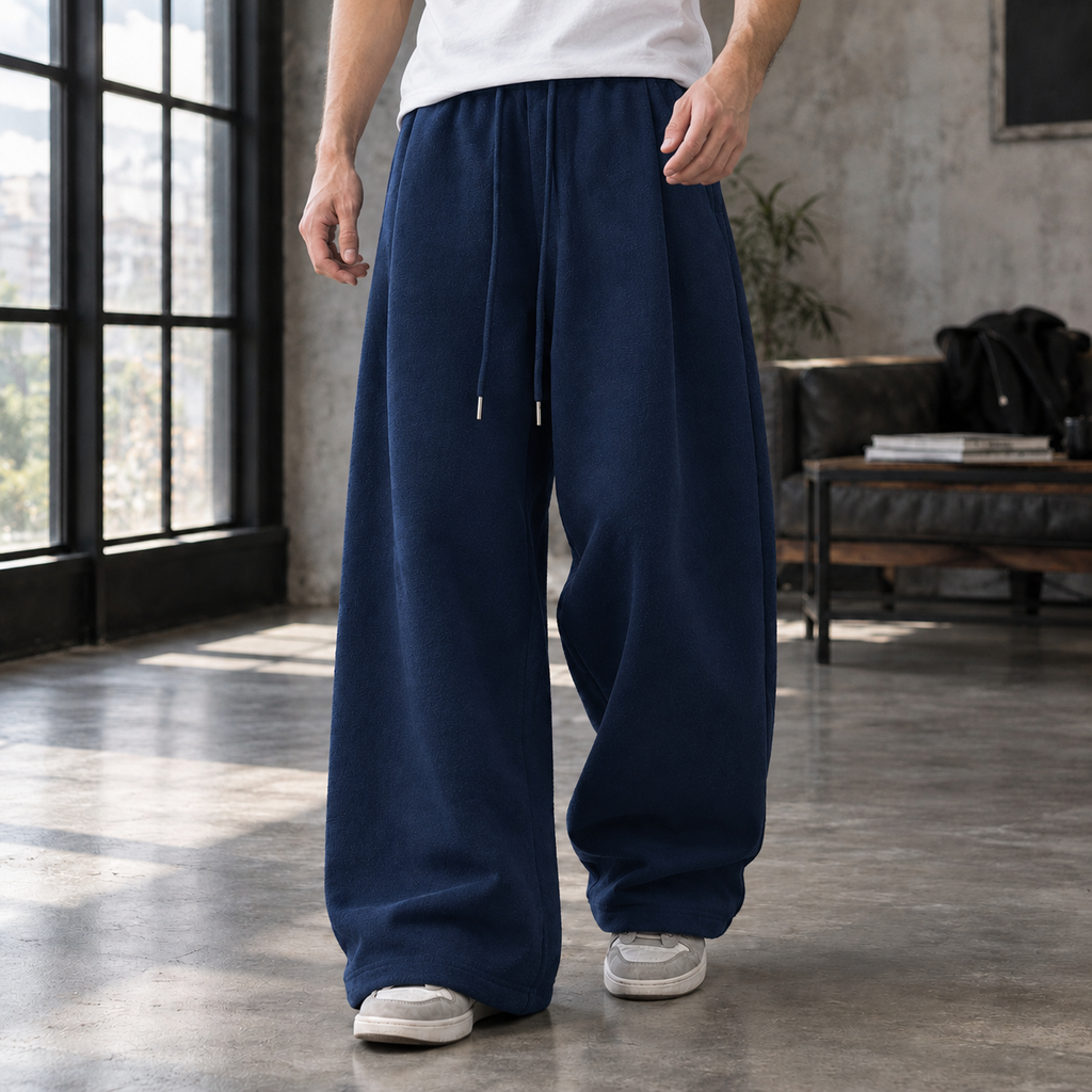 Men's Pleated Wide Leg Trousers – Relaxed Drawstring Trousers