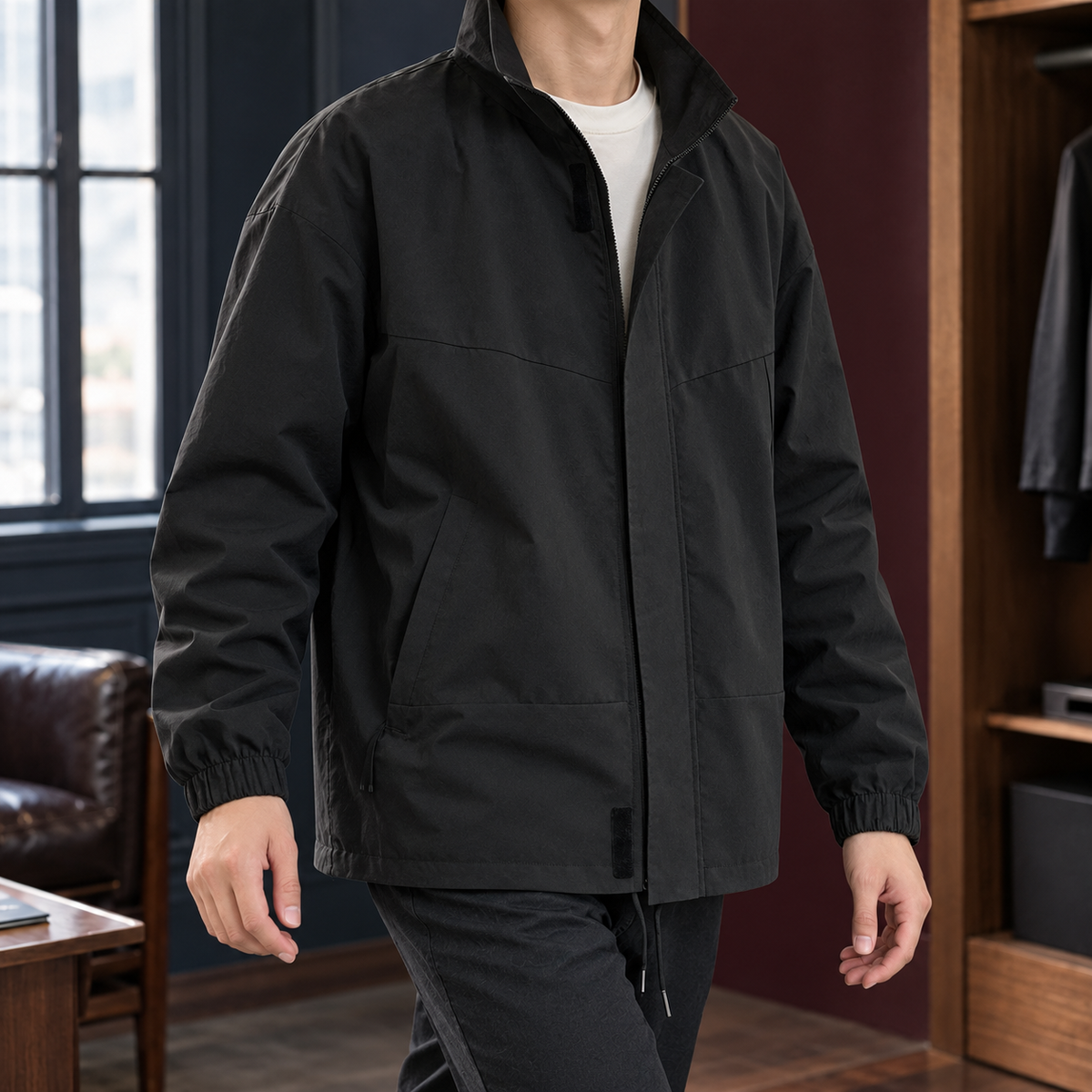 Men's Stand Collar Zip Jacket – Smart Casual Layer