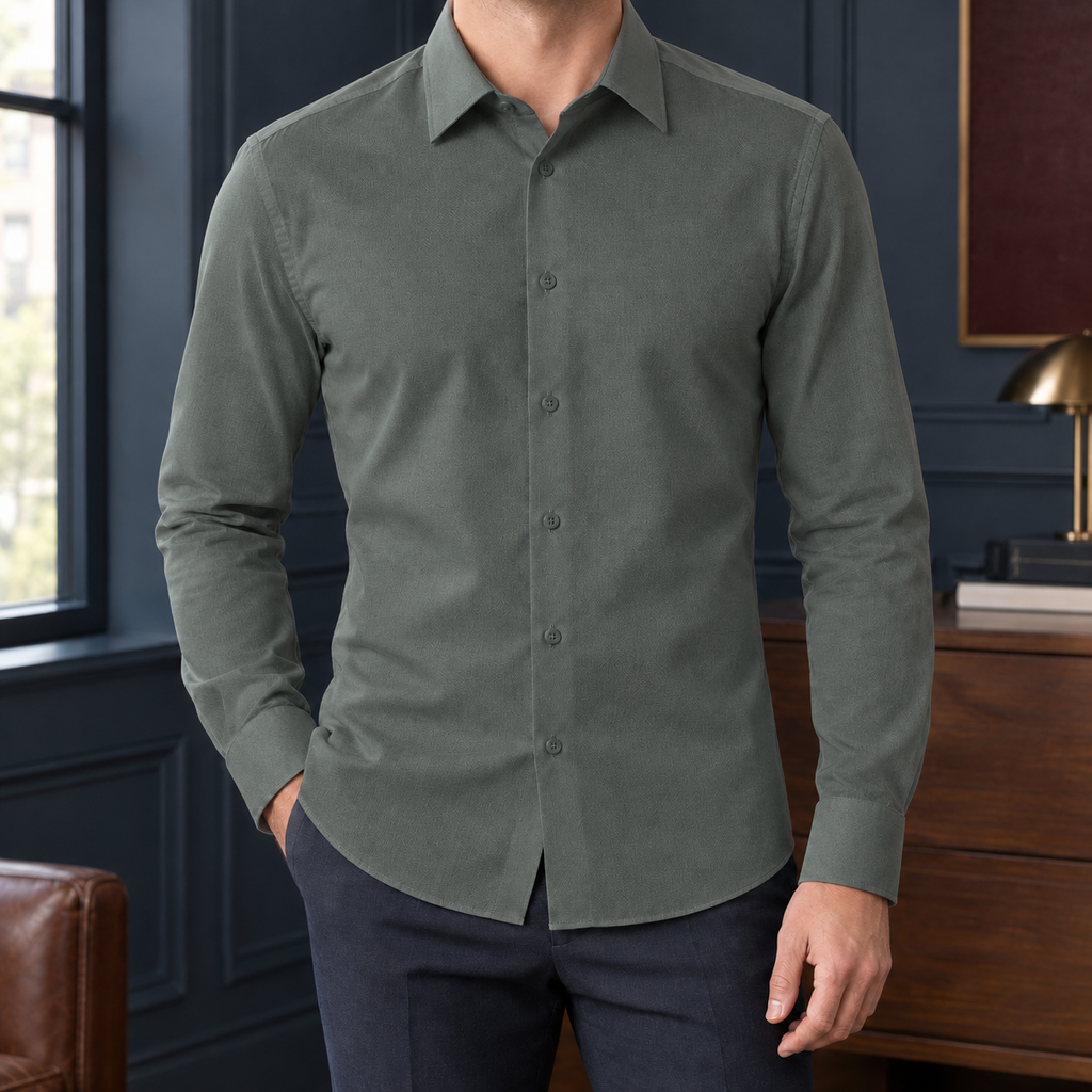 Men's Wool Blend Fitted Shirt – Smart Shirt