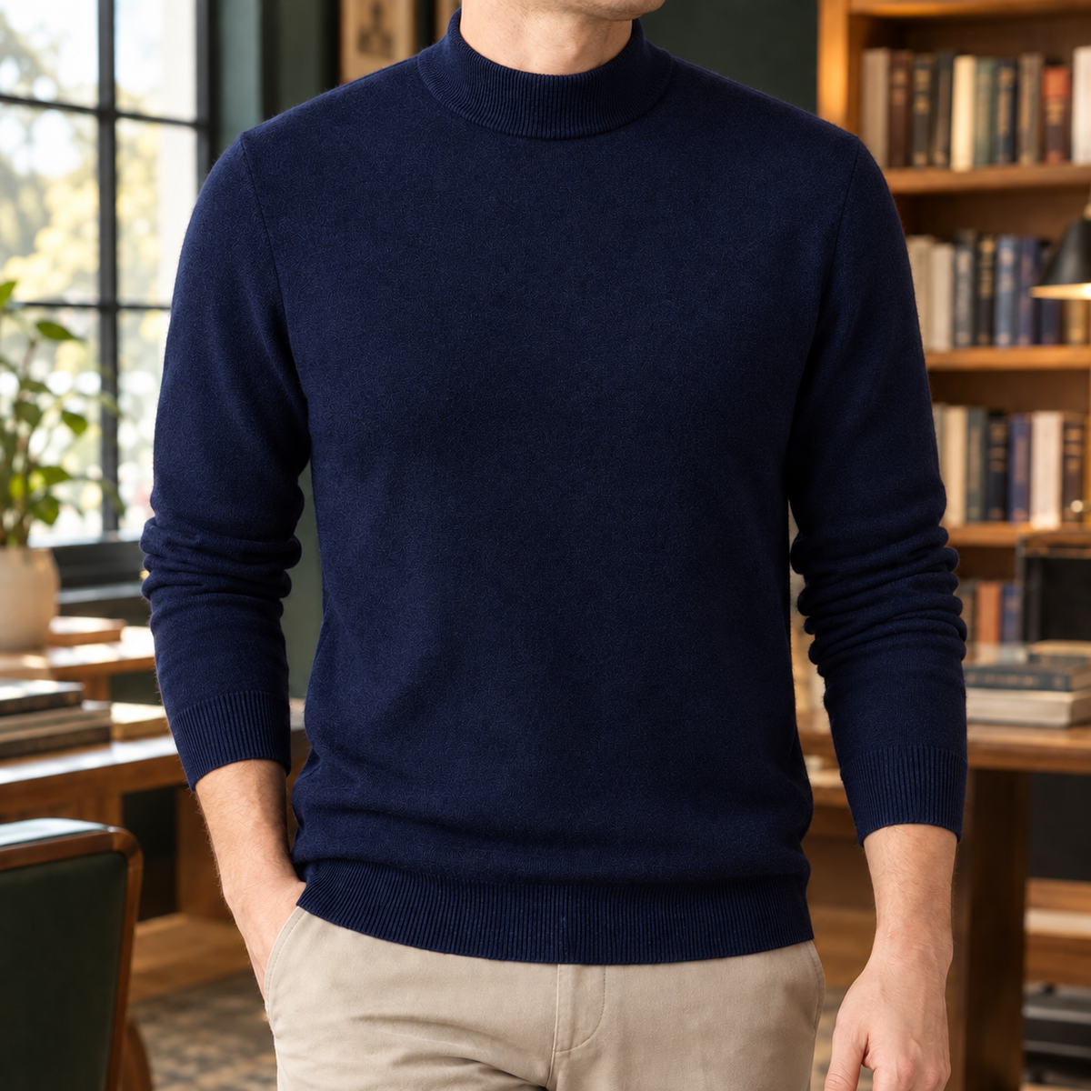 Men's Wool Blend Mock Neck Jumper – Winter Knitwear