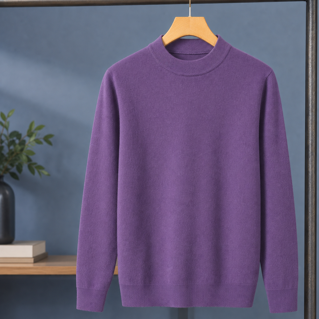 Men's Wool Blend Mock Neck Jumper – Winter Knitwear