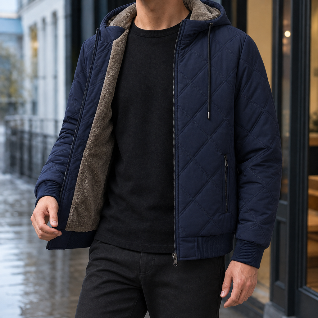 Men's Quilted Jacket – Hooded Winter Jacket