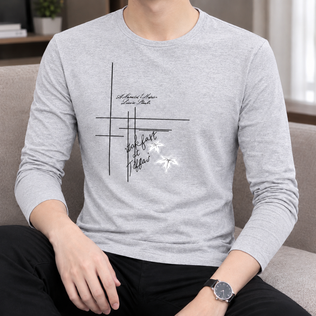 Men's Long Sleeve Crew Neck Top – Lightweight Slim Fit Tee