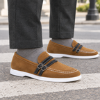 Men's Suede Loafers with Buckle Detail – Smart Casual Shoes