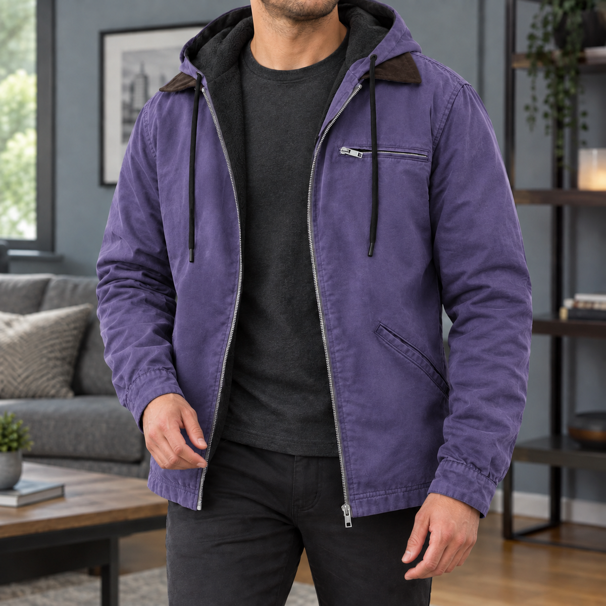 Men's Hooded Jacket – Fleece Lined Winter Jacket