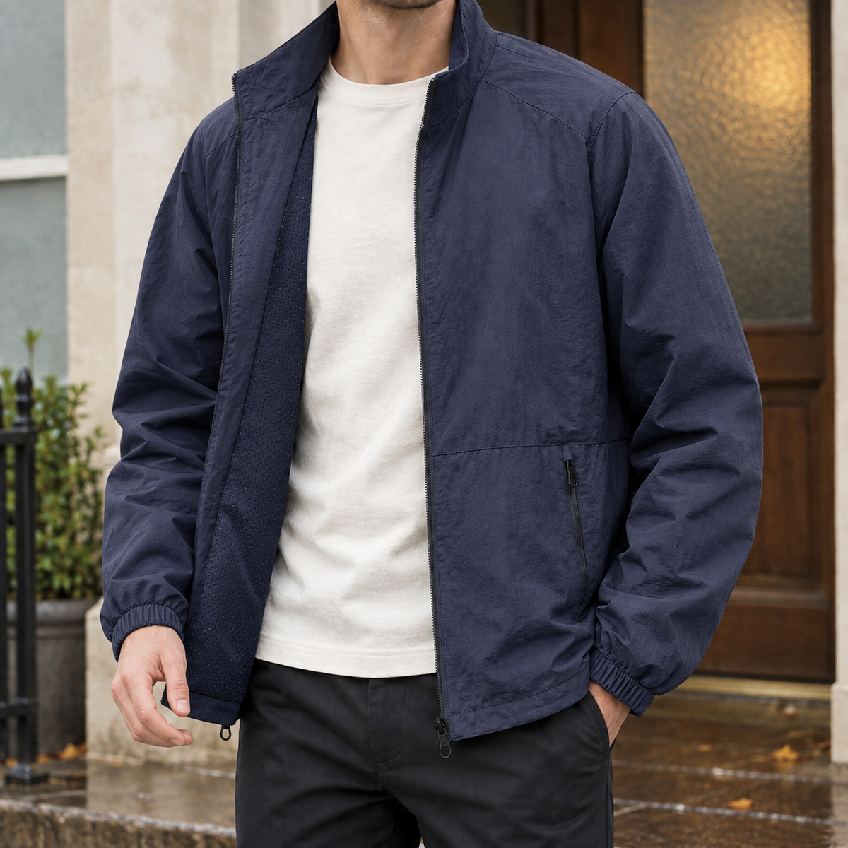 Men's Lightweight Stand Collar Jacket – Mesh Lined Everyday Jacket