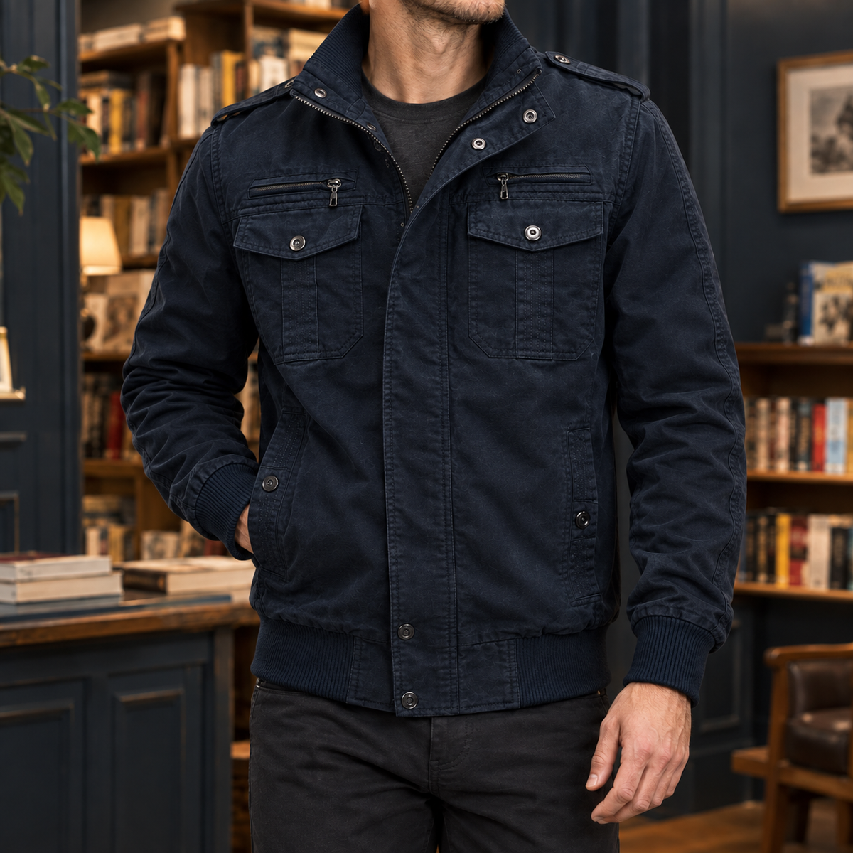 Men's Cotton Blend Utility Jacket – Winter Jacket