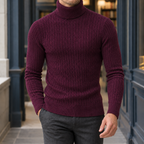 Men's Cable Knit Roll Neck Jumper – Slim Fit Winter Knitwear