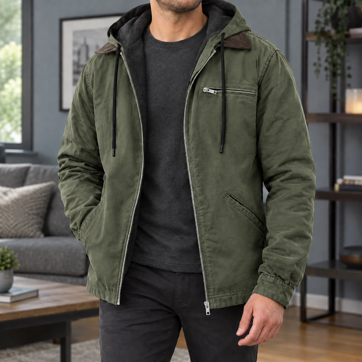 Men's Hooded Jacket – Fleece Lined Winter Jacket