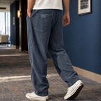 Men's Relaxed Fit Trousers – Wide Wale Textured Trousers