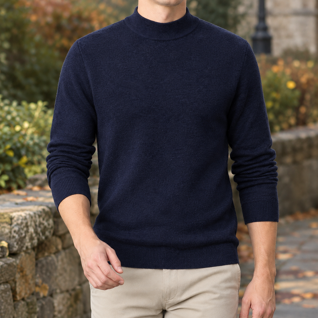 Men's Mock Neck Jumper – Slim Fit Winter Knitwear