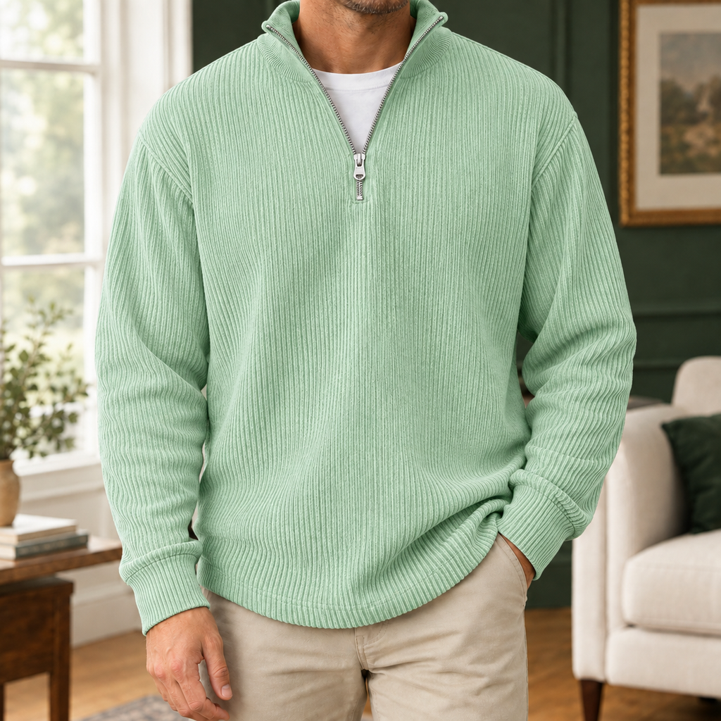Men's Ribbed Quarter Zip Jumper – Winter Knitwear