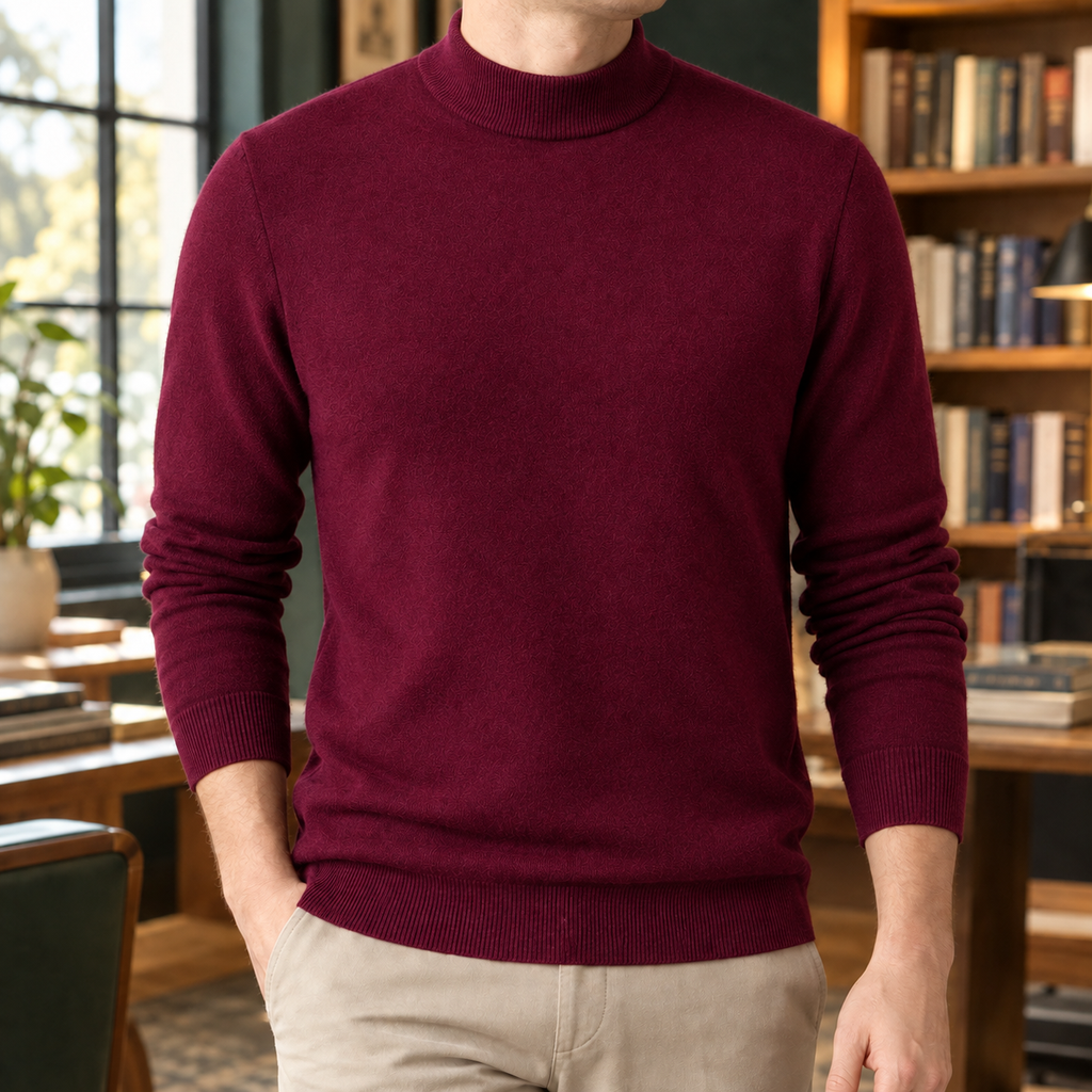 Men's Wool Blend Mock Neck Jumper – Winter Knitwear