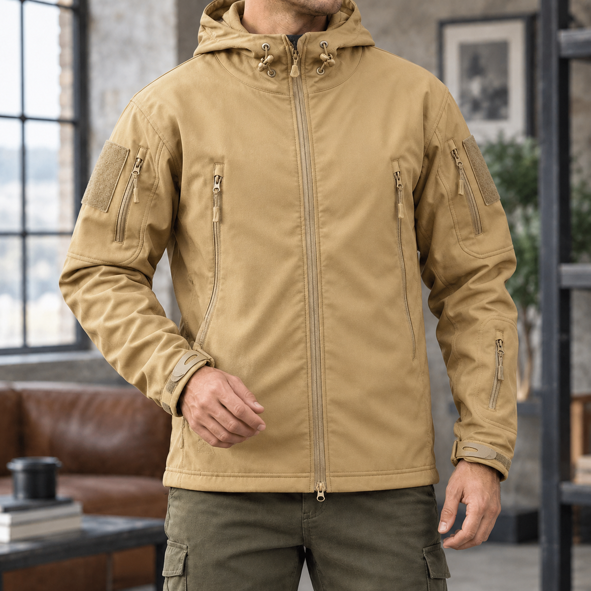 Men's Hooded Tactical Jacket – Soft Woven Winter Jacket
